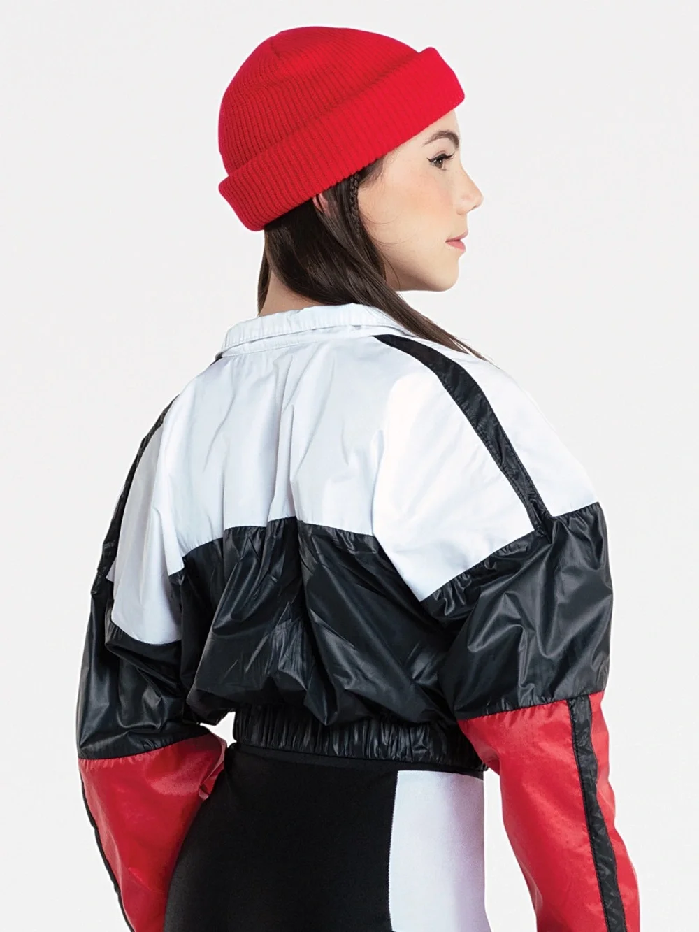 Kids Hip Hop Jacket & Bike Shorts Set - Black & Red Beanie Included